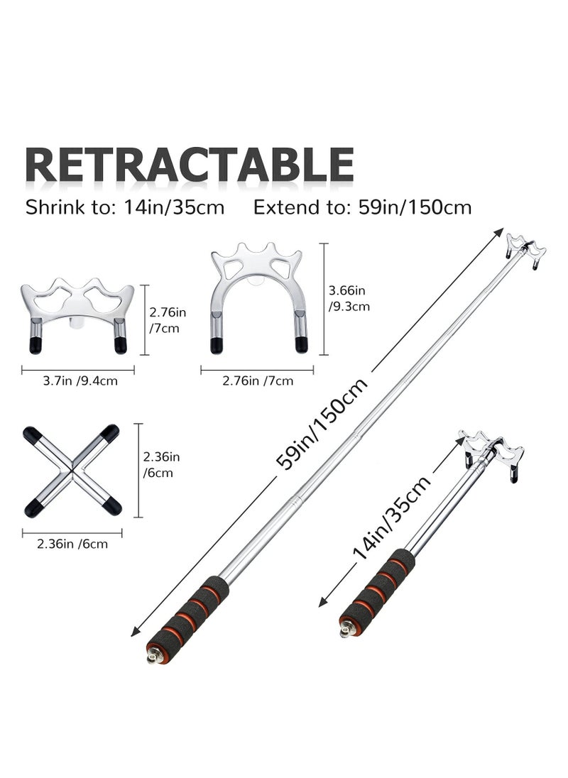 Generic Retractable Billiard Bridge Stand with 3 Pieces of Detachable Bridge Heads Easy Storage Light Weight Suitable for Pool Table  Snooker (Silver  Set of 4)  - Image 3