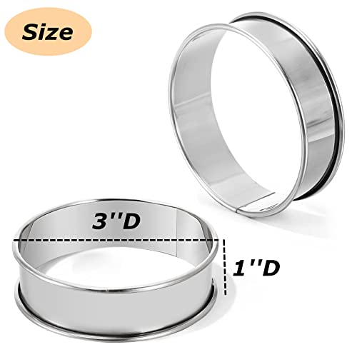 Lyellfe حلقة مافن إنجليزية من لييلف 20 قطعة، حلقات كرامبيت من الفولاذ المقاوم للصدأ، 3 بوصة مزدوجة مطلية غير لاصقة لقالب مافن تارت للخبز المنزلي، صنع الطعام - Image 2