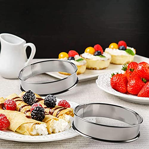 Lyellfe حلقة مافن إنجليزية من لييلف 20 قطعة، حلقات كرامبيت من الفولاذ المقاوم للصدأ، 3 بوصة مزدوجة مطلية غير لاصقة لقالب مافن تارت للخبز المنزلي، صنع الطعام - Image 5