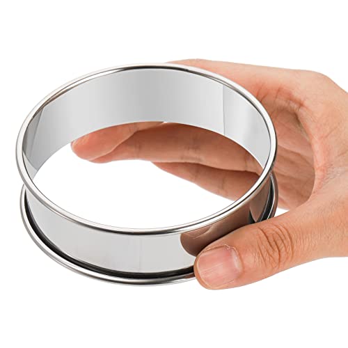 Lyellfe حلقة مافن إنجليزية من لييلف 20 قطعة، حلقات كرامبيت من الفولاذ المقاوم للصدأ، 3 بوصة مزدوجة مطلية غير لاصقة لقالب مافن تارت للخبز المنزلي، صنع الطعام - Image 3