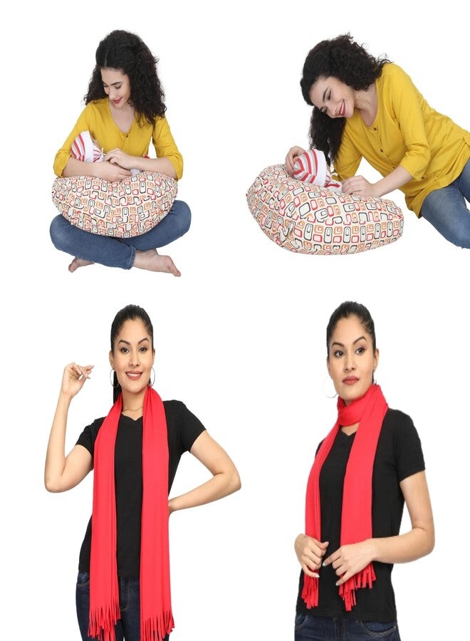 nene Maternity Combo Pack, Multipurpose Breastfeeding Pillow and Feeding Shawl, 100% Cotton, Portable (Orange) - Image 3