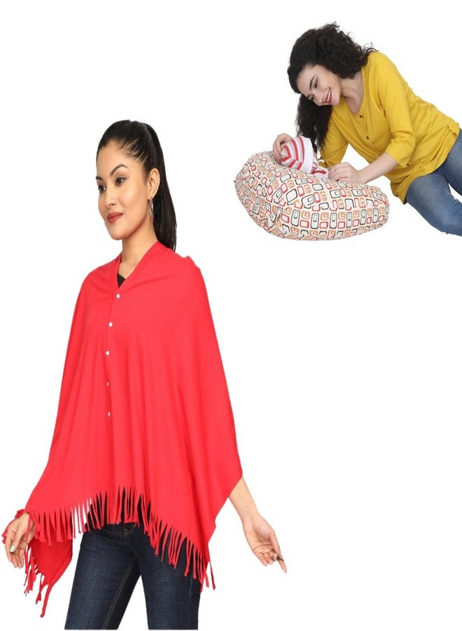 nene Maternity Combo Pack, Multipurpose Breastfeeding Pillow and Feeding Shawl, 100% Cotton, Portable (Orange) - Image 2