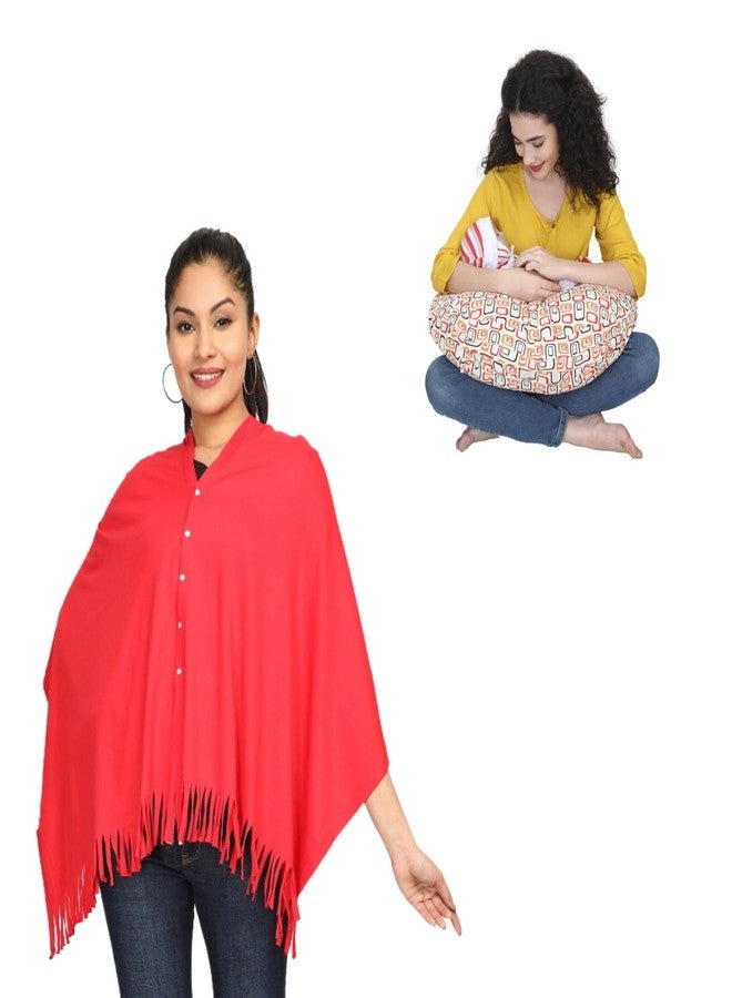 nene Maternity Combo Pack, Multipurpose Breastfeeding Pillow and Feeding Shawl, 100% Cotton, Portable (Orange)