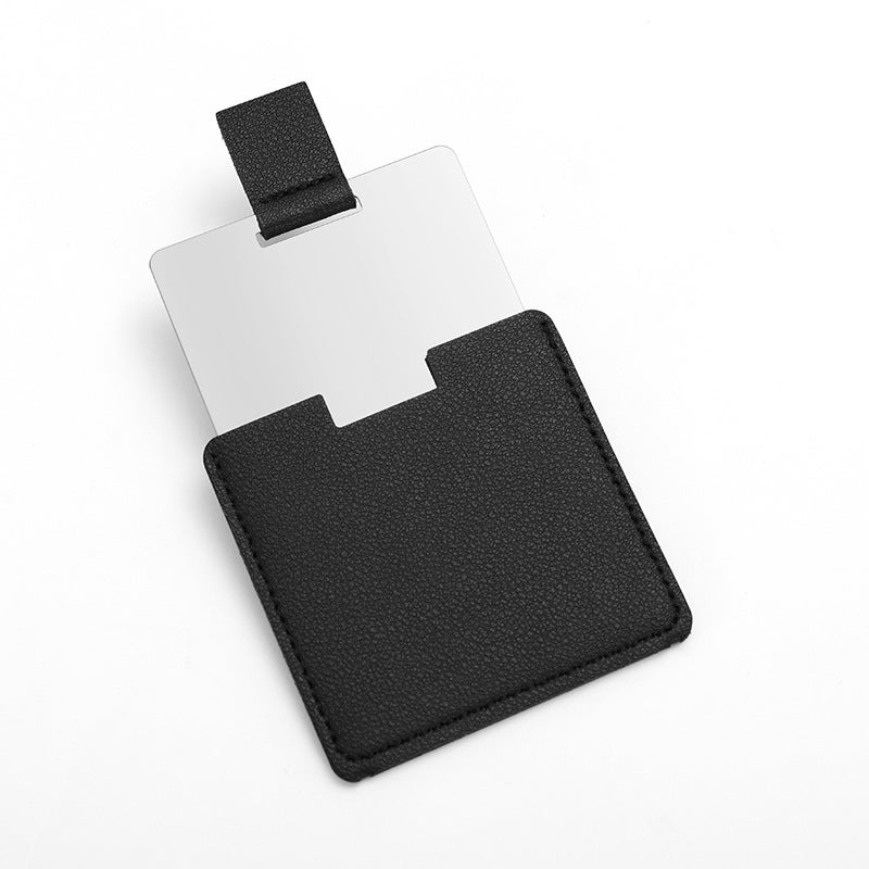 Stainless Steel Card Mirror Portable Drop-Resistant Borderless Cosmetic Makeup Mirror Square Card Case Portable Small Mirror - Image 1