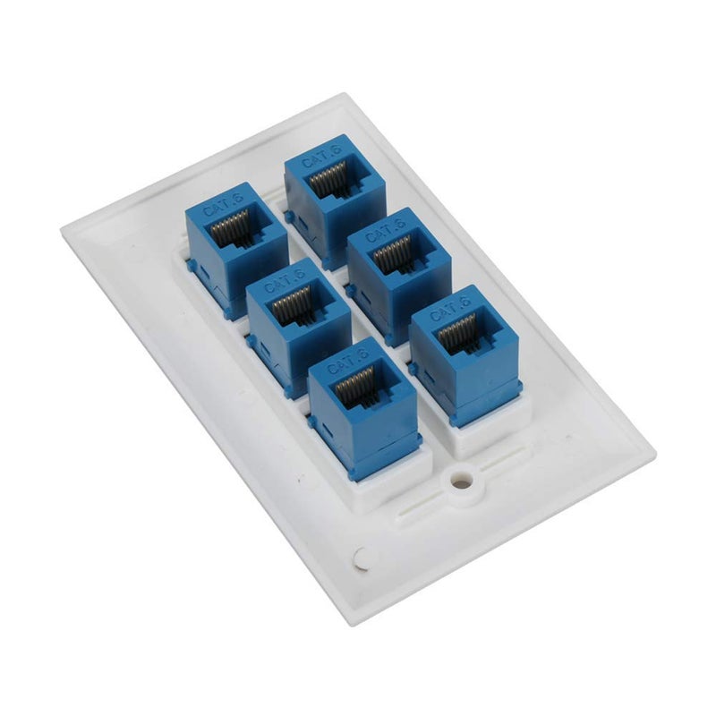 Phizli لوحة حائط إيثرنت Cat 6 6 منافذ، لوحة حائط إيثرنت أنثى-أنثى قابلة للإزالة متوافقة مع أجهزة إيثرنت Cat7/6/6e/5/5e - زرقاء - Image 4