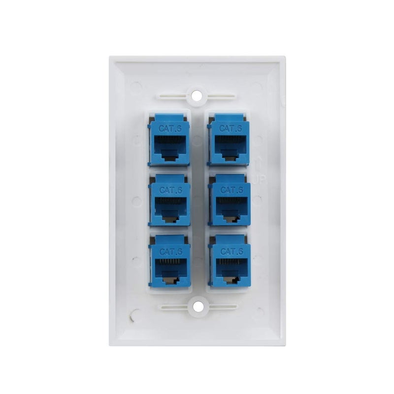 Phizli لوحة حائط إيثرنت Cat 6 6 منافذ، لوحة حائط إيثرنت أنثى-أنثى قابلة للإزالة متوافقة مع أجهزة إيثرنت Cat7/6/6e/5/5e - زرقاء - Image 2