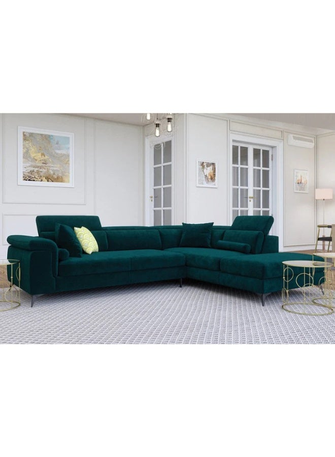KUSTOMDECO Palm Velvet Corner Sofa With Cushions - Customizable Sectional Sofa for Living Room, Premium Upholstery, L-Shape Design - Image 3