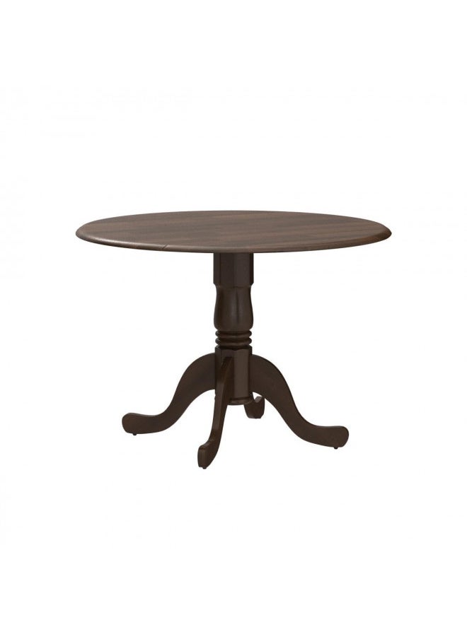 East West Furniture DLT-AWA-TP Dublin Dining Room Table - a Round Solid Wood Table Top with Dropleaf & Pedestal Base, 42x42 Inch, Walnut