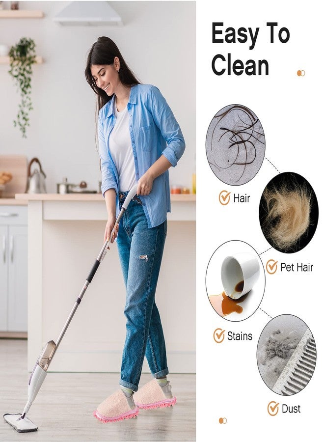 Jecery 2 Pairs Microfiber Slippers Floor Cleaning Chenille Mop Slippers Washable Cleaning Slippers Base Board Cleaner Household Cleaning Tools for Wood Floor Dust Dirt Cleaning Tool Supplies (Pink, Beige) - Image 5