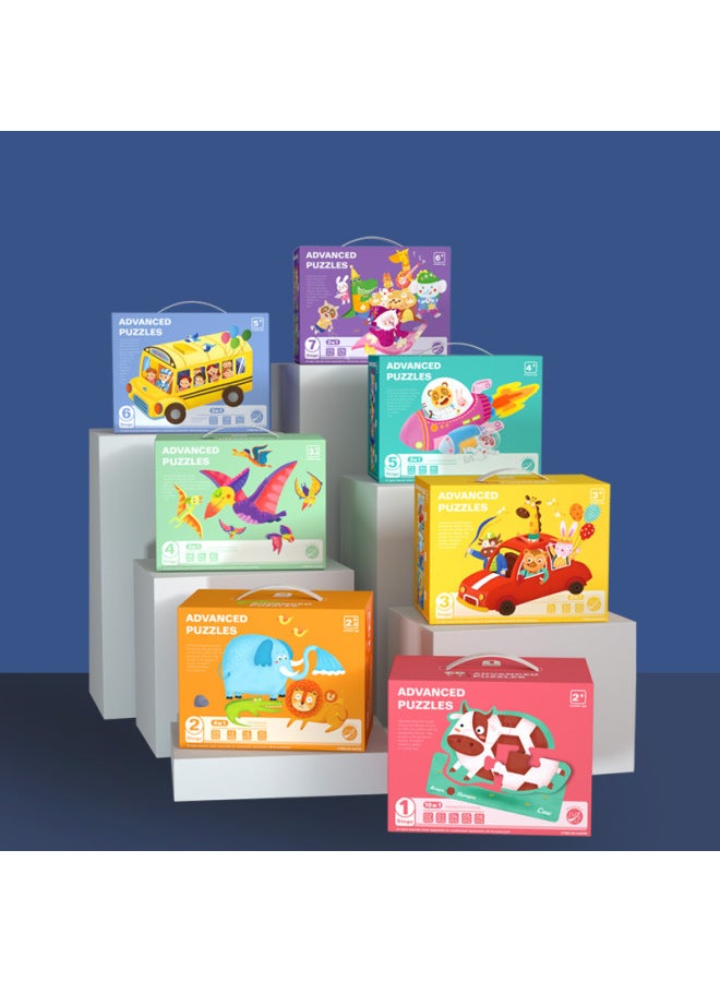 Wooden Advanced Jigsaw Puzzle Puzzle Toys For Young Children And Babies 1-2-3-4-5-6 Years Old Wooden Toys-Color:Seven Stages - Image 2