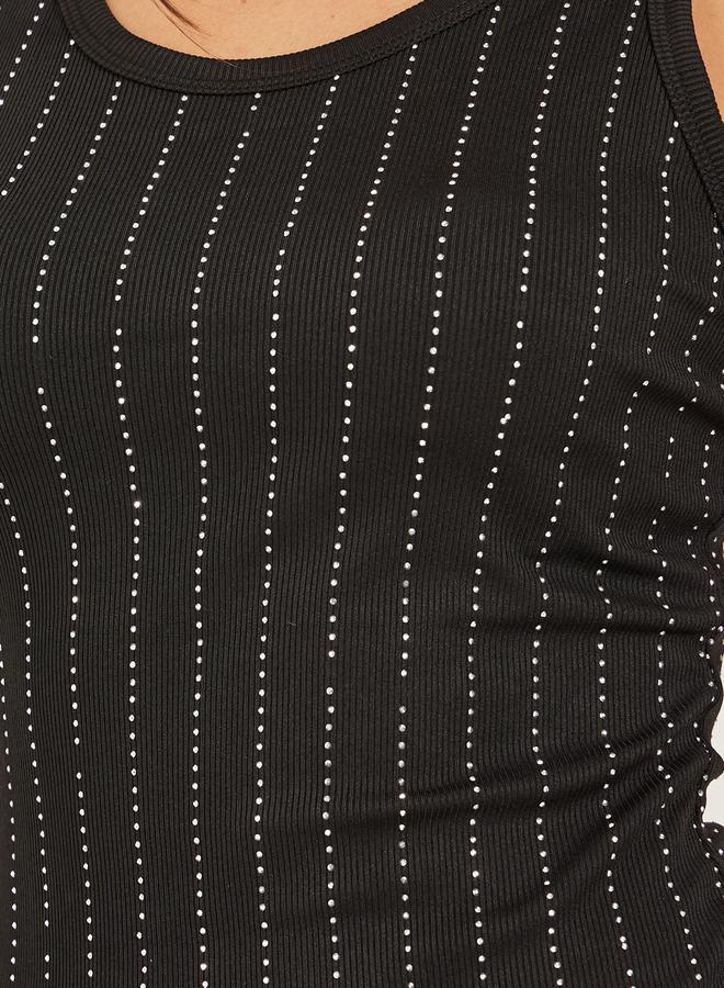 Styli Rhinestone Detailed Fitted Scoopneck Tank  - Image 4