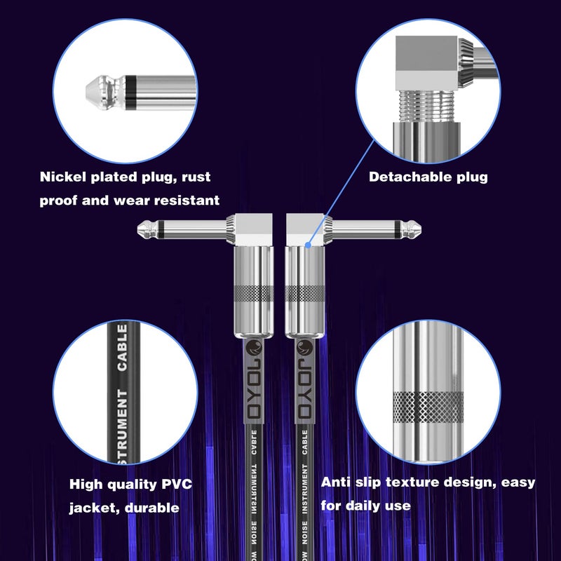 JOYO Patch Cables 1.2ft for Bass Guitar Effect Pedal Professional Guitar Patch Cords 1/4 Inch (CM-05, 6 Pack) - Image 3