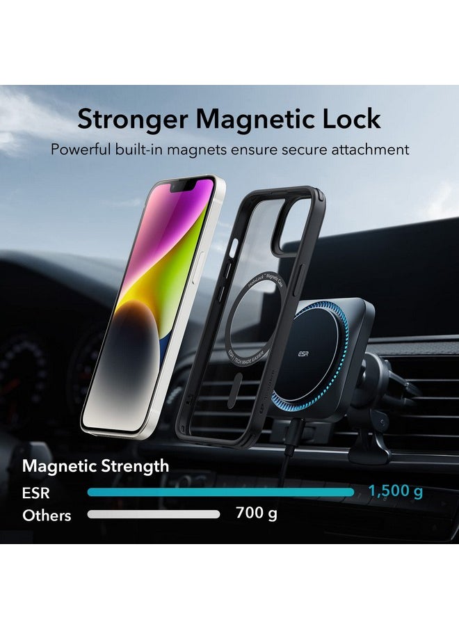 اي اس ار غطاء ESR لهاتف iPhone 13/14، متوافق مع MagSafe، مقاوم للخدش، رفيع ونحيف، حماية كلاسيكية من الصدمات بدرجة عسكرية، TPU، جراب خلفي مغناطيسي، أسود شفاف  - Image 4