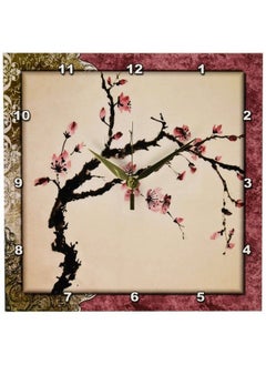 3DROSE Llc Elegant Chinese Flowers 10 By 10Inch Wall Clock  - Image 1