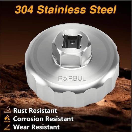 EVRBUL Upgraded 64.3mm 14 Flutes Oil Filter Cap Removal Wrench Tool,CNC Milled 304 Stainless Steel Compatible with Toyota Corolla Highlander Avalon Camry Tacoma Lexus GS450h GS460 IS300 - Image 2