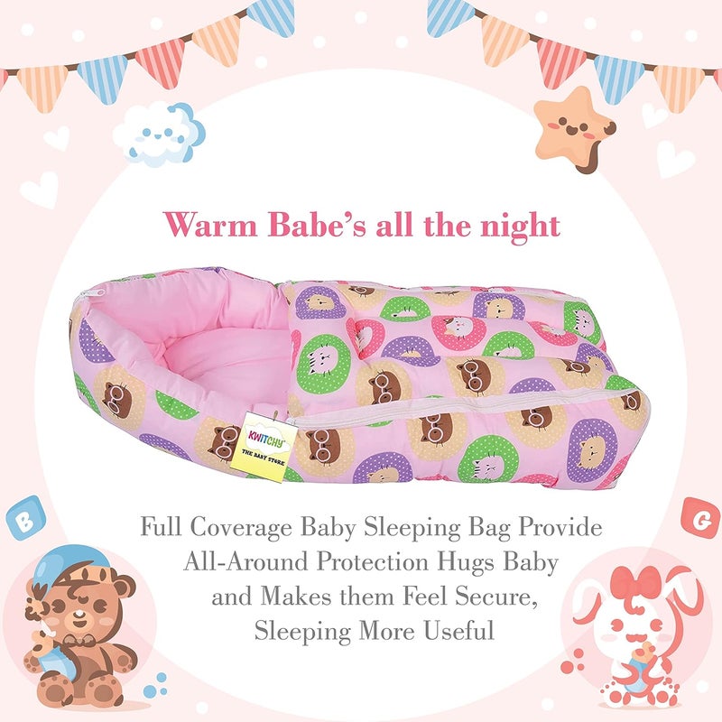 Kwitchy Baby Sleeping Bag New Born Carry Nest Wrapper 06 Months Pink - Image 3