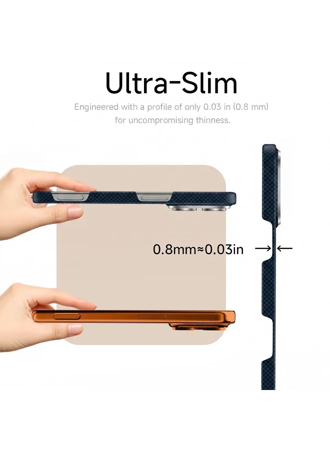 Mobcos Mobcos 17 Pro Fiber Chex Plain Blue Mobcos iPhone 17 Pro Chex Plain Blue Aramid Fiber Case, 1500D Fusion Weave, Ultra Slim Lightweight Magnetic Cover, MagSafe Compatible  | Best Price UAE