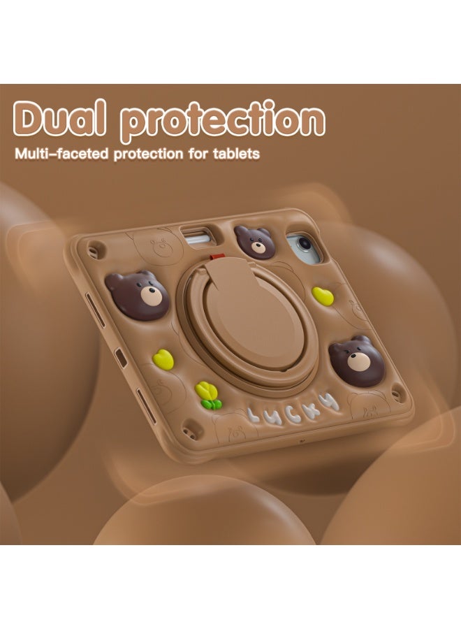general Teddy bear case for iPad Pro 11（2024）, sturdy and safe for children, built-in stand, rotating grip and - Image 4