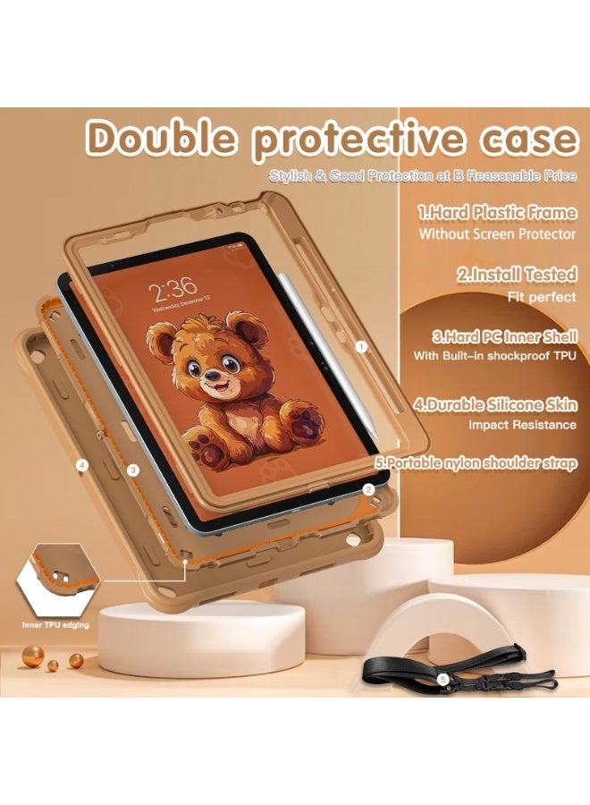 general Teddy bear case for iPad Pro 11（2024）, sturdy and safe for children, built-in stand, rotating grip and - Image 3