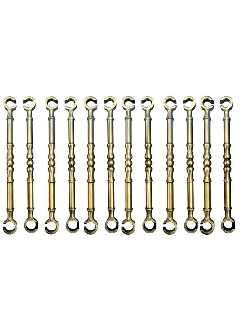 Nooks Decorative Brass Finish Antique Swing Saliya Rod Chain Set Traditional Damru Design 20mm Thickness and 12Inch Lenght 12Pieces Set for All Kind of Swing Hanging for Home and Garden - Image 1