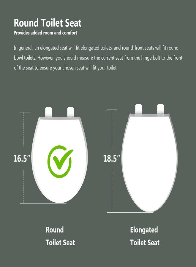 CcBello Slow Close Toilet Seat, Fit Round and Standard Toilets, Quick Release Hinges for Easy Clean, Two Mounting Options for Easy Installing, Heavy Duty, Never Loosen, White - Image 2