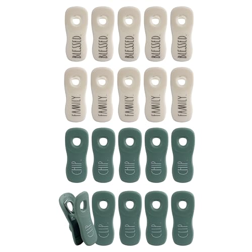 Rae Dunn Bag Clips with Magnet - Food Clips, Chip Clips, Bag Clips for Food Storage with Air Tight Seal Grip for Bread Bags, Snack Bags and Food Bags, Pack of 20, Sage - Image 1