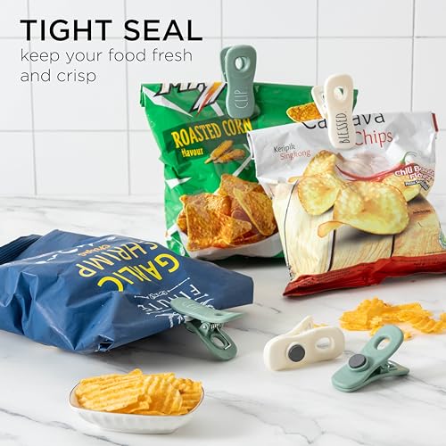 Rae Dunn Bag Clips with Magnet - Food Clips, Chip Clips, Bag Clips for Food Storage with Air Tight Seal Grip for Bread Bags, Snack Bags and Food Bags, Pack of 20, Sage - Image 2