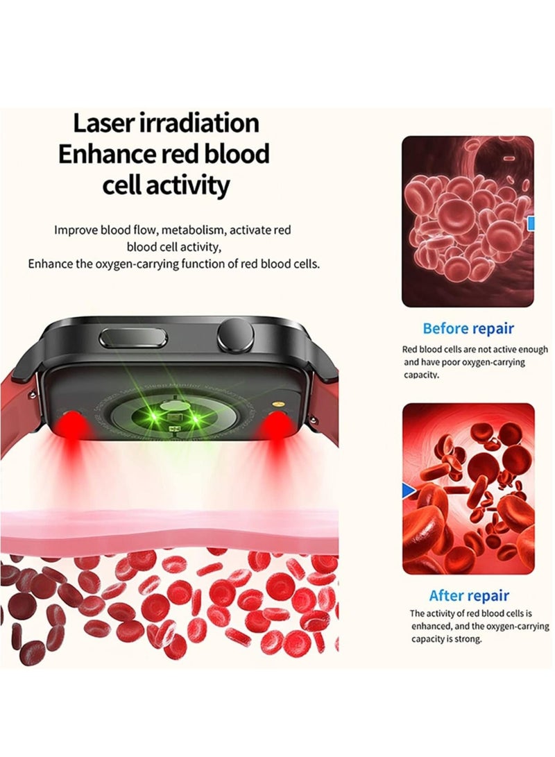 F100 Smart Watch, ECG Blood Glucose Monitor, 1.7-inch HD Touch Screen, Fitness Tracker with Heart Rate/Blood Oxygen/Sleep Monitor/Message Reminder, 24 Sports Modes - Image 3