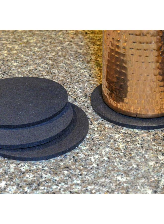 RevTime Round Rubber Trivet 1/4” Thickness for Rubber Cork Mat, Hot Pad, Stylish, Way to Set Any Plant Pot, Kettle, Anti-Shock mat for Fish Bowl. Spoon Rest (Pack of 4) Black (6") - Image 3