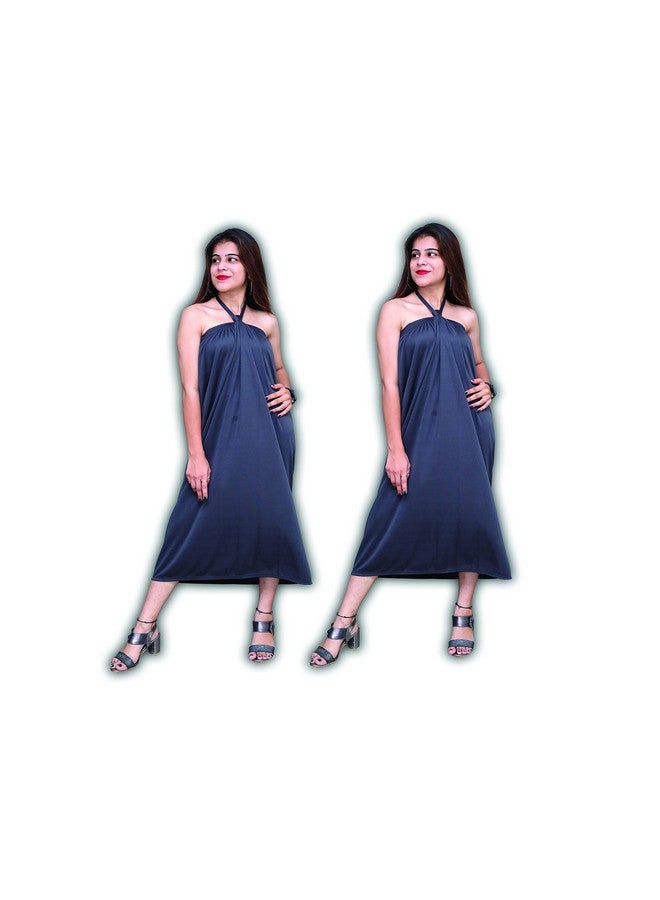 Bioway Femista 2pcs Multipurpose Reusable Waxing Facial Spa Massage Makeup Gown for Beauty Parlor, Salon, Spa & Personal (Maternity/Nightwear) Home use (Black, Satin) - Image 1