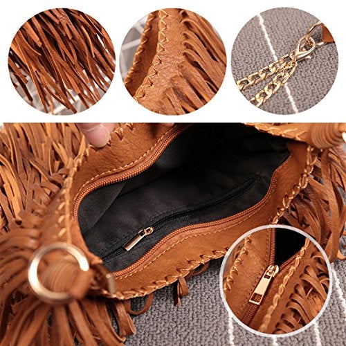 Lanpet Women Fringe Tassel Cross Body Bag Leisure Shoulder Bag - Image 4