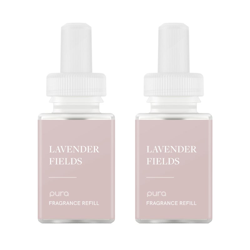 بيورا عطر موزع الهواء من بورا سمارت هوم - إعادة تعبئة رائحة المنزل الذكي - ما يصل إلى 120 ساعة من العطر المميز لكل عبوة - عطر موزع نظيف للمنزل والمكتب والشقق - عبوتين من حقول اللافندر - Image 1