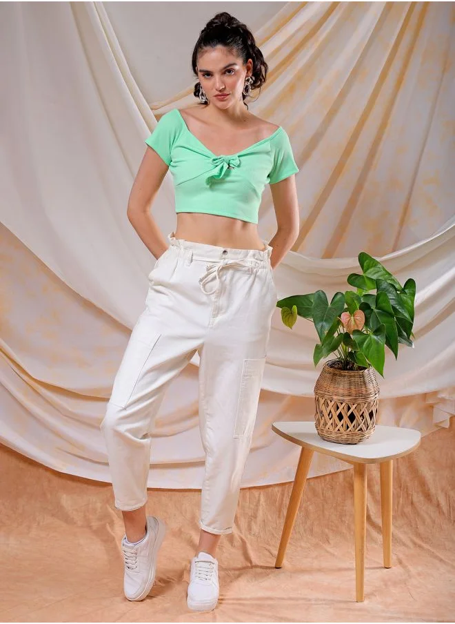 Freehand Women Fitted Casual Solid Off Shoulder Top