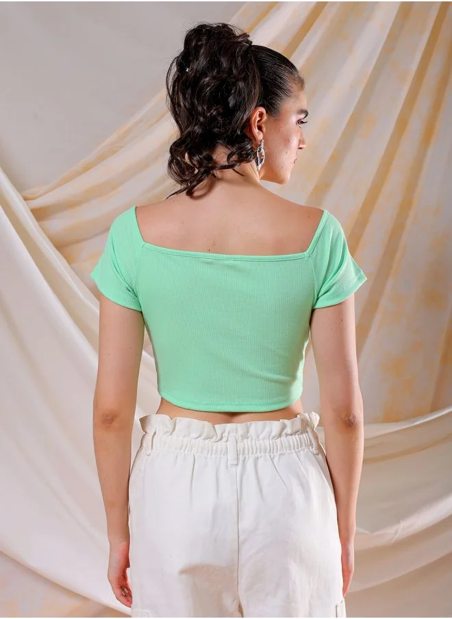 Freehand Women Fitted Casual Solid Off Shoulder Top