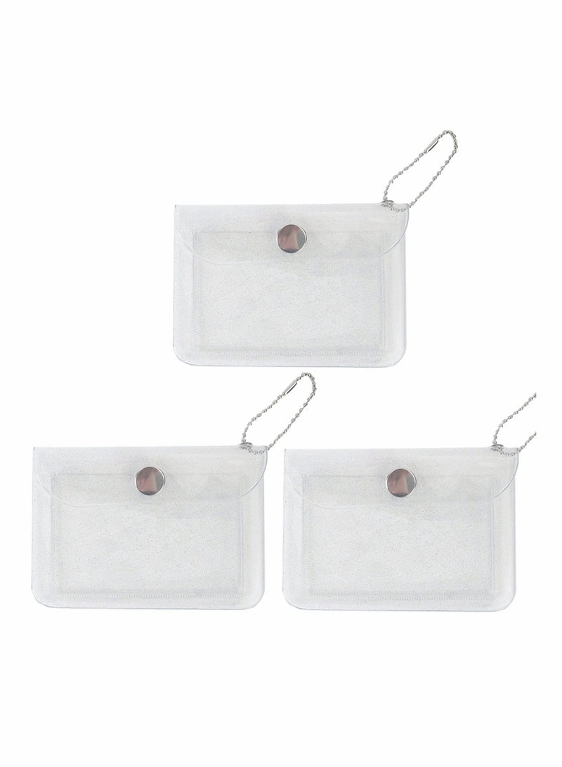 Excefore 3 Pcs Transparent Card Holder Keychain Wallet Small Coin Purse Mini Change Pouch Waterproof Card Case for Women Girls, Clear, Waterproof Transparent Pouch 11.5 x 8 cm  - Image 1