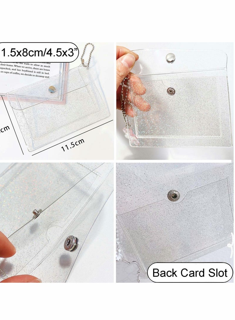 Excefore 3 Pcs Transparent Card Holder Keychain Wallet Small Coin Purse Mini Change Pouch Waterproof Card Case for Women Girls, Clear, Waterproof Transparent Pouch 11.5 x 8 cm  - Image 5
