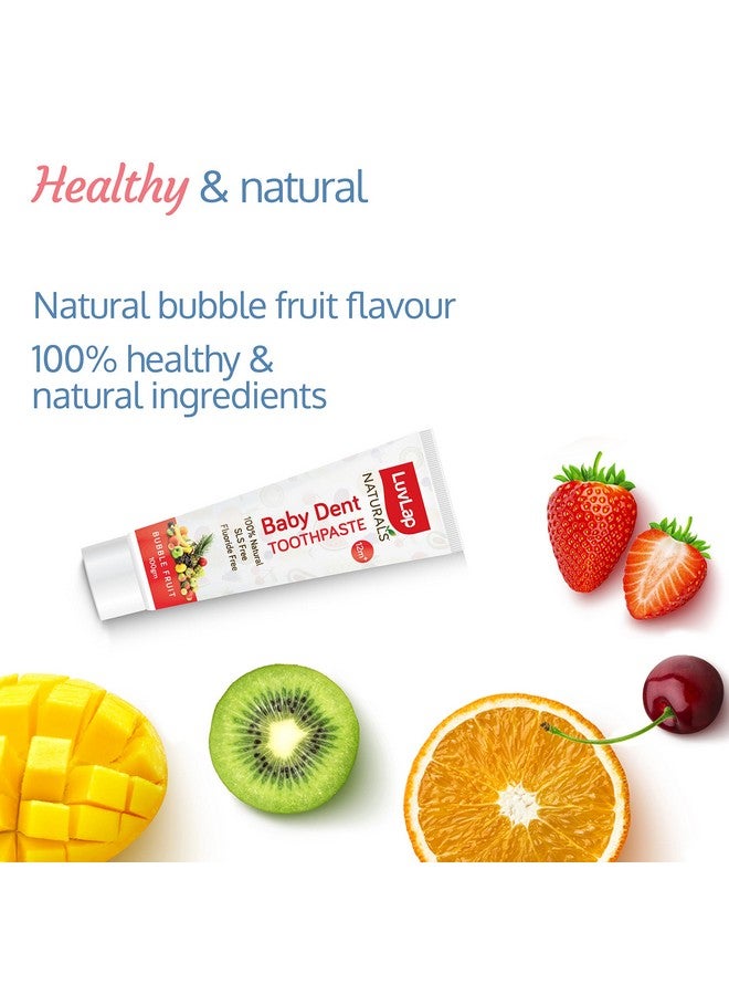 Luvlap ناتurals معجون أسنان طبيعي 100% للأطفال 100غ، بنكهة فاكهة الفقاعات، خالي من SLS والفلوريد، معجون أسنان للأطفال، يزيل البلاك، يمنع البكتيريا، يضمن أسنان بيضاء، pH محايد، 12 شهر+ - Image 3
