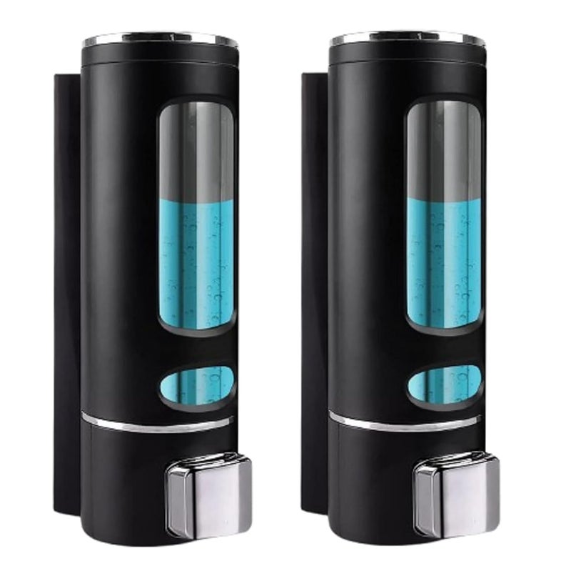 PEFKO PEK102 ABS Plastic Wall Mounted Liquid Soap/Shampoo/Conditioner/Hand Wash Gel Dispenser for Bathroom Basin Kitchen Sink [ Combo Pack of - 2 ] (Capsule [ Black/Black ]) - Image 1