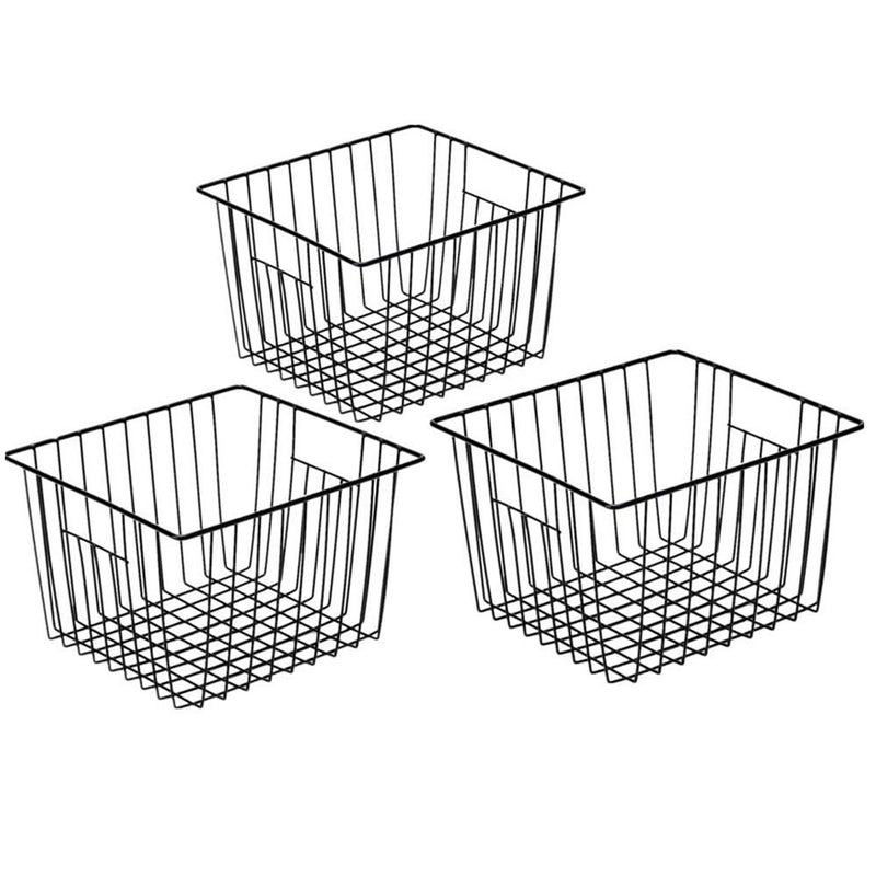 Slideep Wire Metal Basket Bin Storage Baskets Modern Farmhouse Food Vegetable Shampoo Clothes Fruits Storage Organizer Basket for Kitchen Pantry Bathroom Black 3 Packs