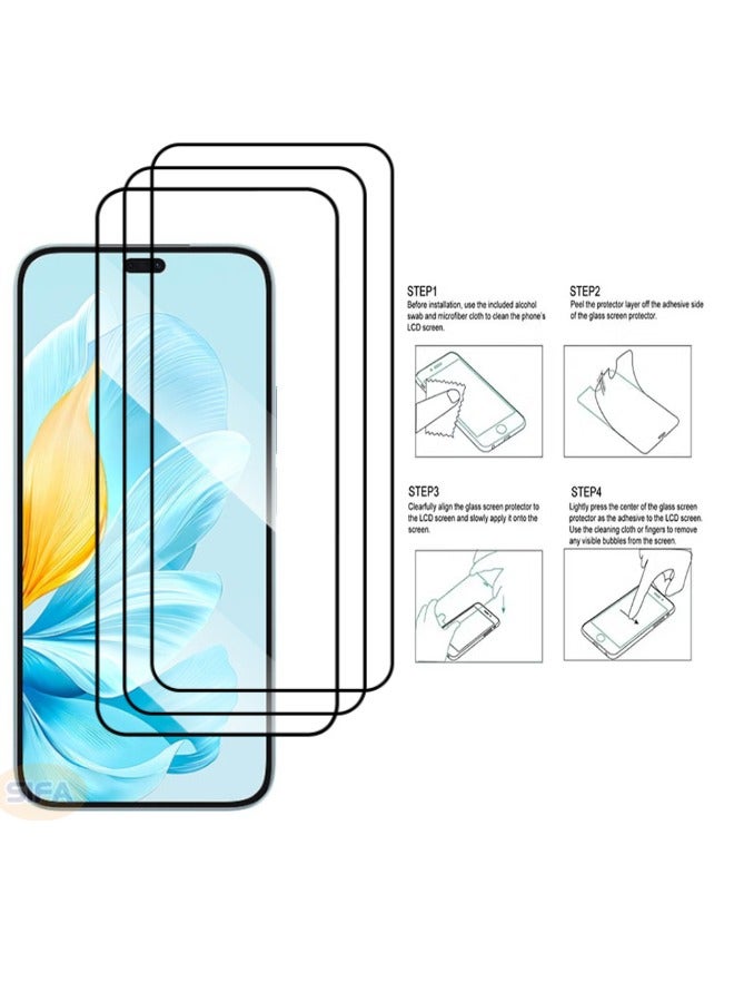 Screen Protector for Honor 200 Lite 5G 6.7inch, 3D Full Cover Tempered Glass Film, 9H Hardness, Touch Sensitive, Anti-Fingerprint, Anti-Scratch, Bubble-Free, HD Screen Protector（Boxed, 3-Pack) - Image 4