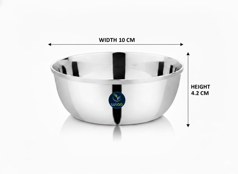 WIAA Bowl Set for Lunch/Dinner, Stainless Steel Heavy Gauge Mirror Polish Wati/Vati (300 ml) (Set of 18pc) - Image 4