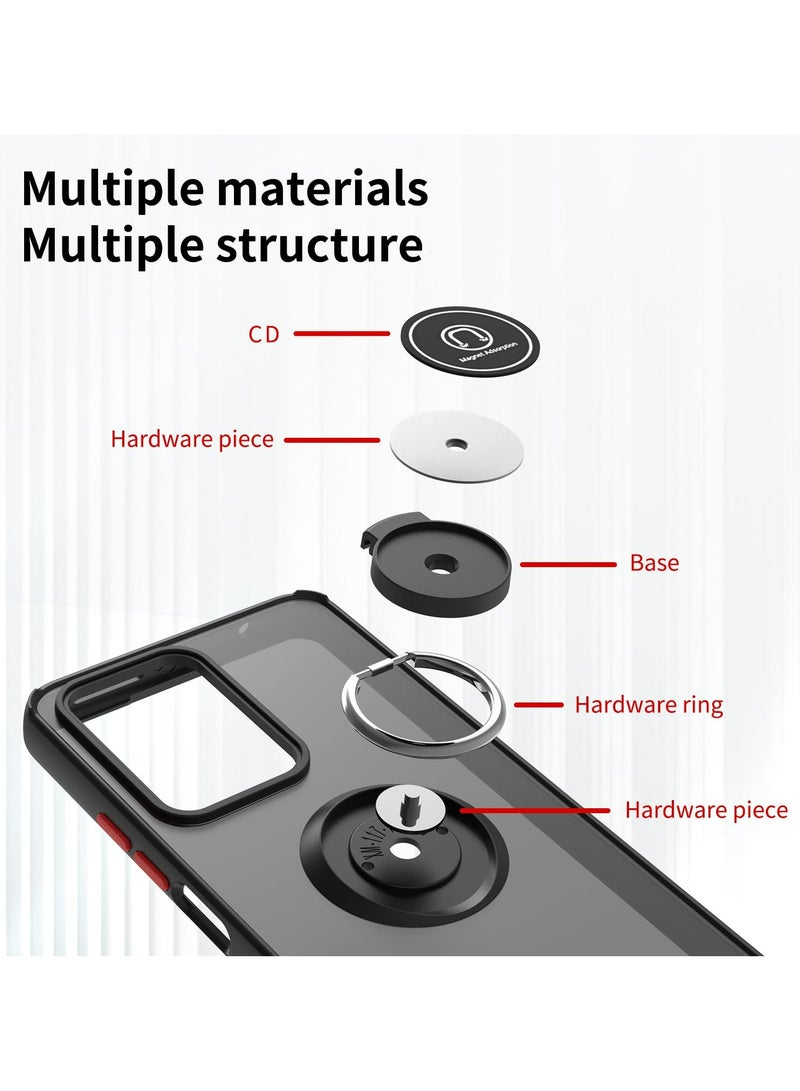 Motorola Edge 50 Fusion Case Cover, 360°Rotating Kickstand Ring + Support Magnetic Car Mount + Slim Thin PCTPU Shockproof Mobile Phone Case For Motorola Edge 50 Fusion, Black - Image 2