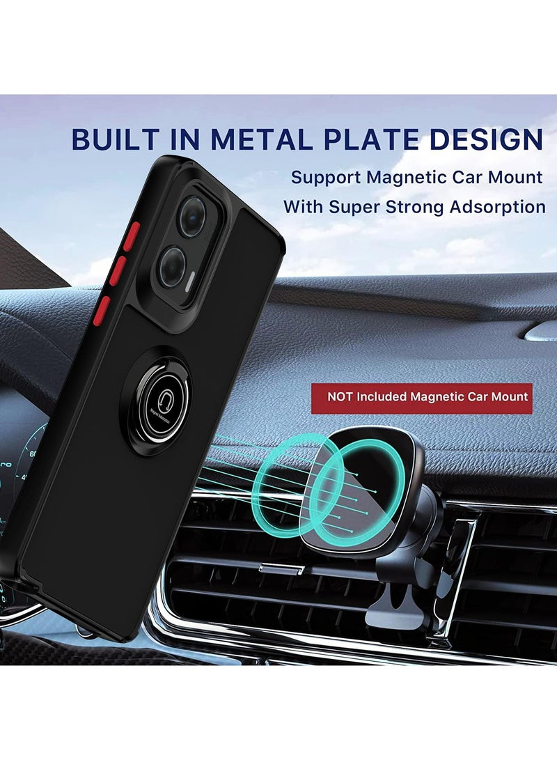 Motorola Edge 50 Fusion Case Cover, 360°Rotating Kickstand Ring + Support Magnetic Car Mount + Slim Thin PCTPU Shockproof Mobile Phone Case For Motorola Edge 50 Fusion, Black - Image 4