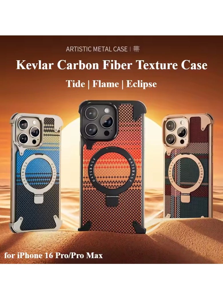 BlueFire iPhone 16 Pro Max Phone Case with Stand – Magnetic Carbon Fiber Textured Cover, Metal Frame, Shockproof & Heat Dissipation – Luxury Stylish Protective Case for Men & Women  - Image 2