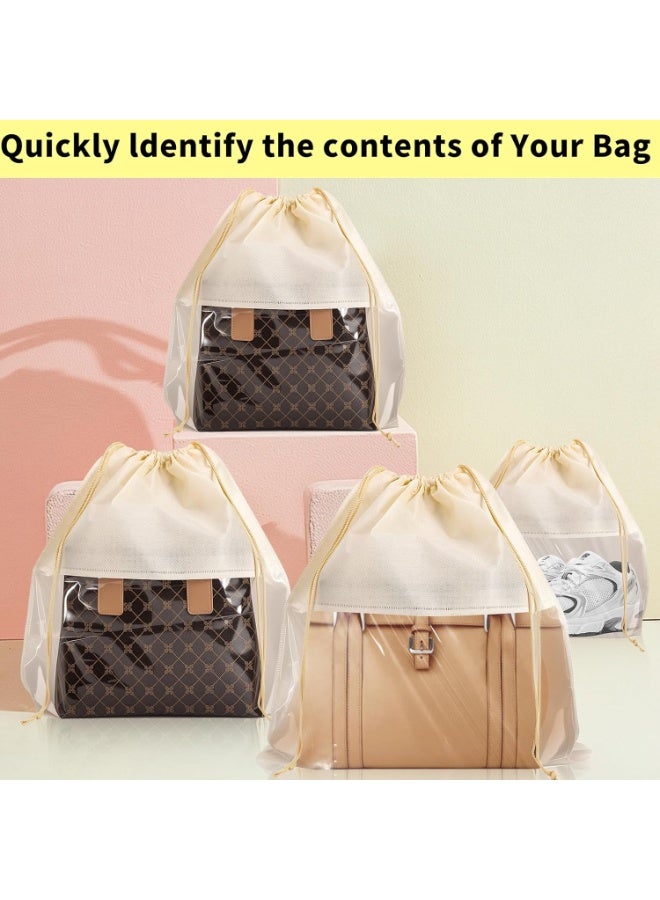 DIOTTI 10 Pack Waterproof Travel Dust Bags for Handbags & Shoes,  Non Woven Fabric Drawstring Pouches with Clear Window for Storage & Organization - Image 3