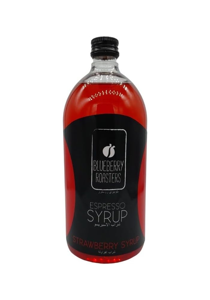 Blueberry Roasters Strawberry Syrup - 1000 ml Espresso Syrup for Beverages and Desserts