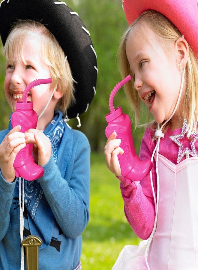 Hoolerry 24 Pcs 10 oz Plastic Cowboy Boot Cups with Straws and Lids Plastic Cowboy Cups for Western Themed Party Supplies and Rodeo Party Decorations (Hot Pink) - Image 5