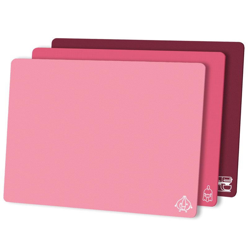 ZVP Flexible Plastic Cutting Board Set of 3 Gradient Color, Colorful Chopping Boards, BPA Free Mats, Non Slip, Dishwasher Safe, 15x12 Inch, Pink Multi-Color - Image 1