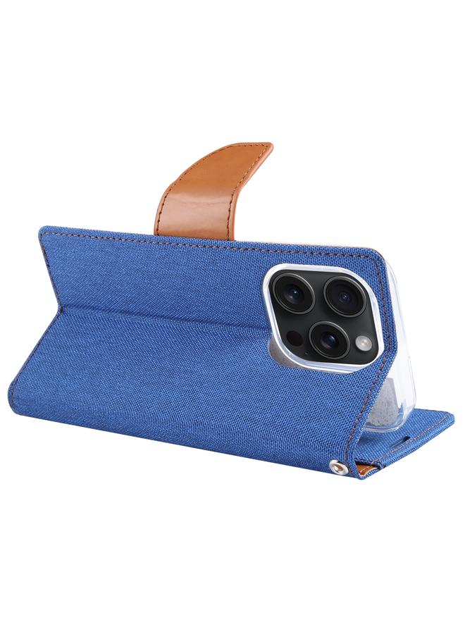 GOOSPERY Case For iPhone 15 Pro Max CANVAS DIARY Fabric Texture Flip Leather Phone Case  - Image 3