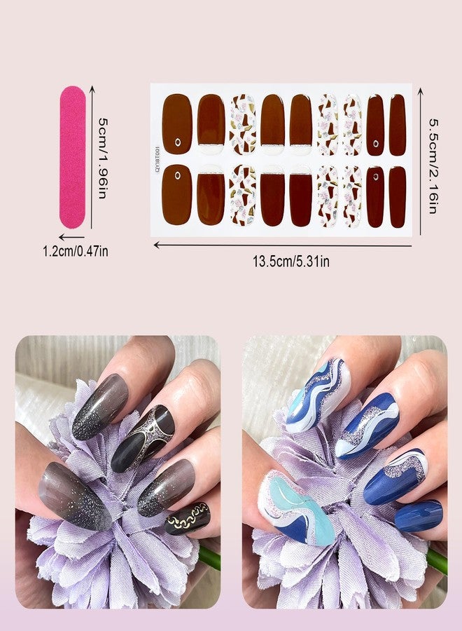 MWOOT 8 Sheets Nail Stickers Adhesive, 9 Sizes Full Nail Wraps Decals for Fingernail Art, Colors Fingernail Stickers Nails Strips, Decoración de Uñas, Stick on Nails for Women, Sticker Decorations - Image 3